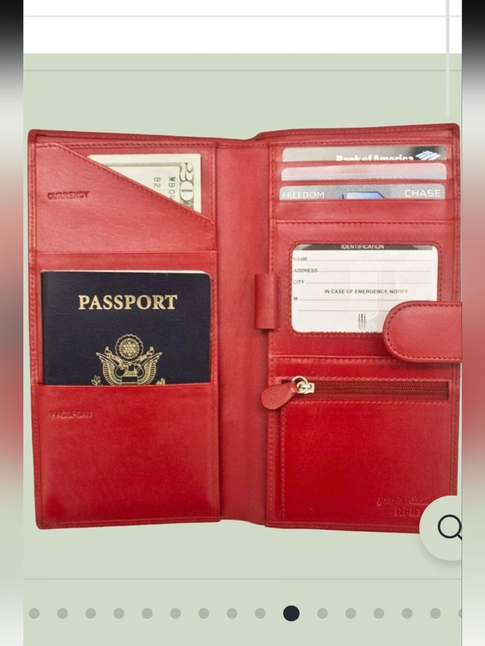 Leather Travel Wallet with RFID Protection - Black 100% Leather. - Picture 4 of 15